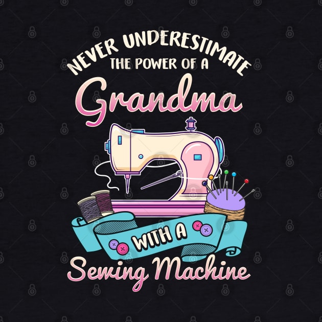 Grandma With A Sewing Machine by E